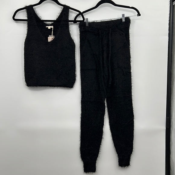 🆕Hem & Thread Teddy Tank/Jogger Set Black Super Soft Loungers S, M & L New - Picture 7 of 10